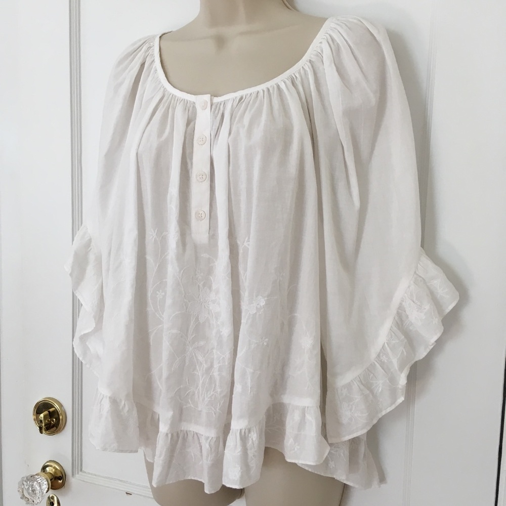 NWT White Cotten Blouse Tunic Size S